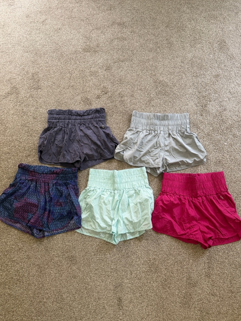 Free People Movement Shorts Bundle Size Large Running Athletic Smocked Waist